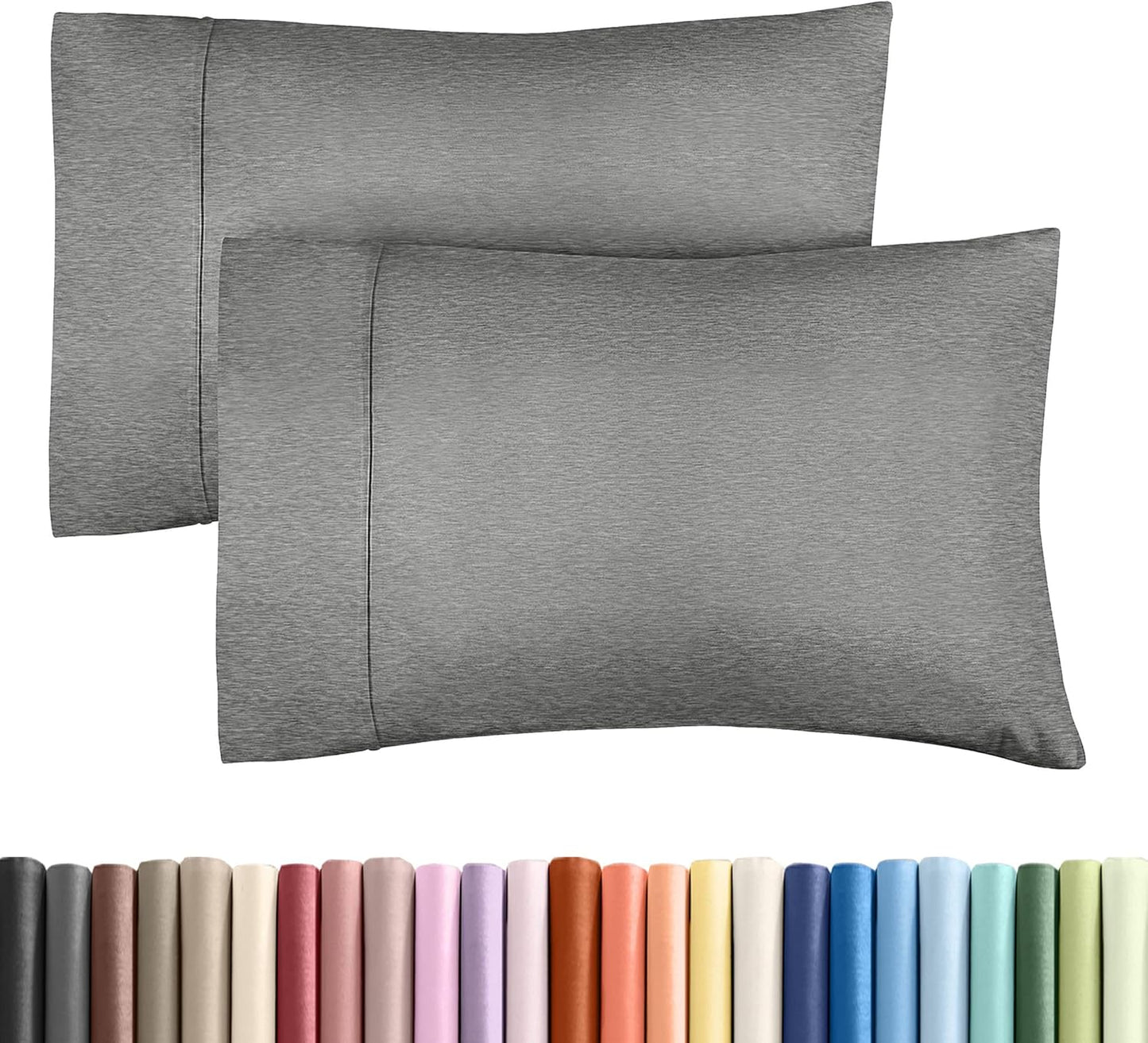 King Pillow Cases Set of 2 - Ultra Soft Hotel Quality Pillowcase Covers - Comfy, Cozy & Wrinkle Free - Shrinkage and Fade Resistant - Machine Washable Pillow Protectors - 2 Piece Set - Heathered Grey