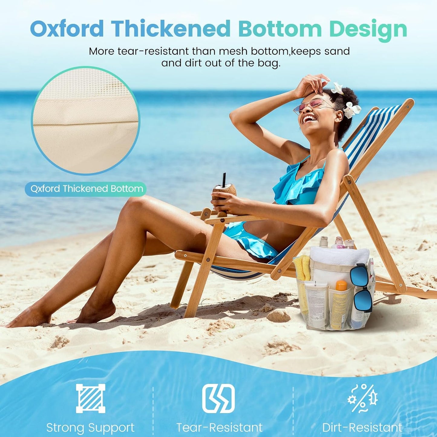 Mesh Shower Caddy for College Dorm Room Essentials for Girls with 9 Pockets,Large-Capacity Shower Basket,Quick Dry Toiletry Tote Bag for Women,Outdoor Gym,Travel,Swim,Beach Camping Essentials-Beige