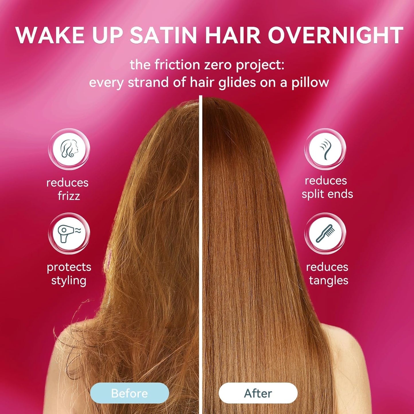 Tyfitb Satin Pillowcase Set for Hair & Skin Care – Cooling, Hypoallergenic, Anti-Frizz, Wrinkle-Free – Soft, Luxurious Pillowcases with Envelope Closure – 2-Pack, Standard Size 20x26, Gift-Ready