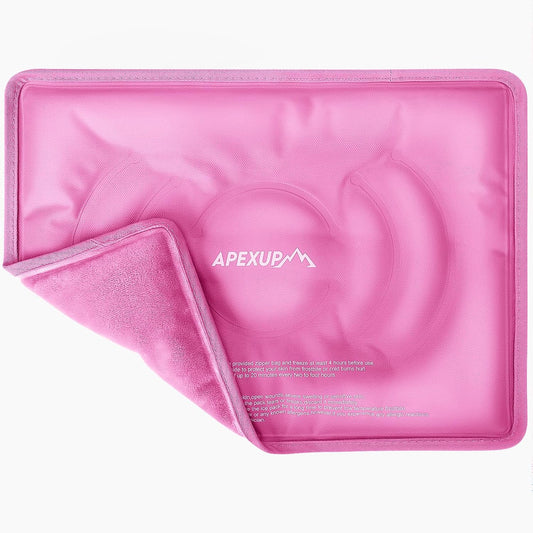 APEXUP Gel Ice Packs for Injuries Reusable, Flexible Double Sided Cold Packs for Injuries, Ice Pack for Knee, Shoulder, Back, Hip, Leg, Arm (Pink, L, 1PK)