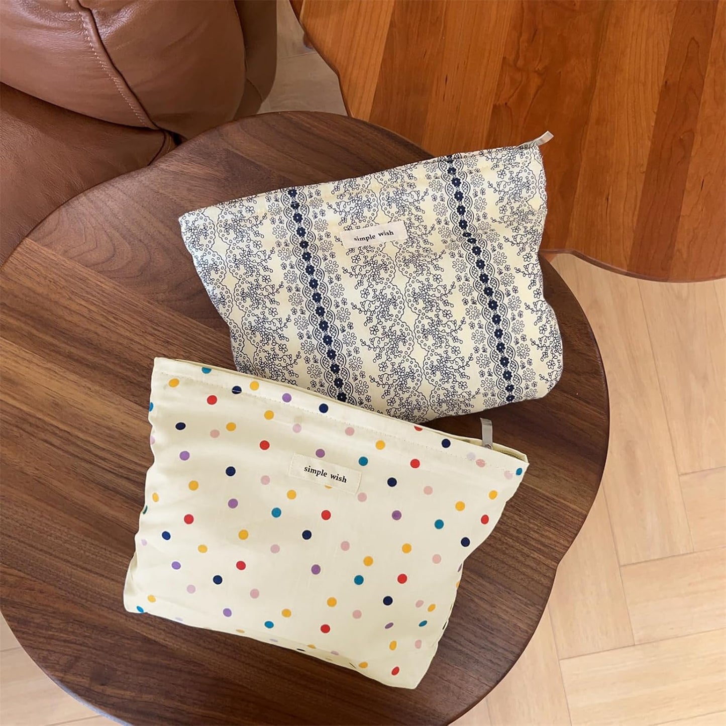 Wudygirl Large Capacity Makeup Bag Travel Cosmetic Bag Cute Make up Organizer for Women Aesthetic Canvas Makeup Pouch Toiletry Bag Zipper Pencil Pouch (Colorful Dot)