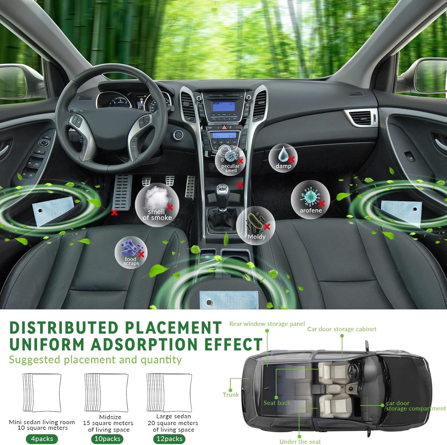 4 Pack charcoal odor absorber,Bamboo Charcoals Air Purifying Bag Charcoals Deodorizer Eliminator for Strong Odors in Car, Closet, Shoe, Basement (100G*4 Pack Light Blue, Unscented)