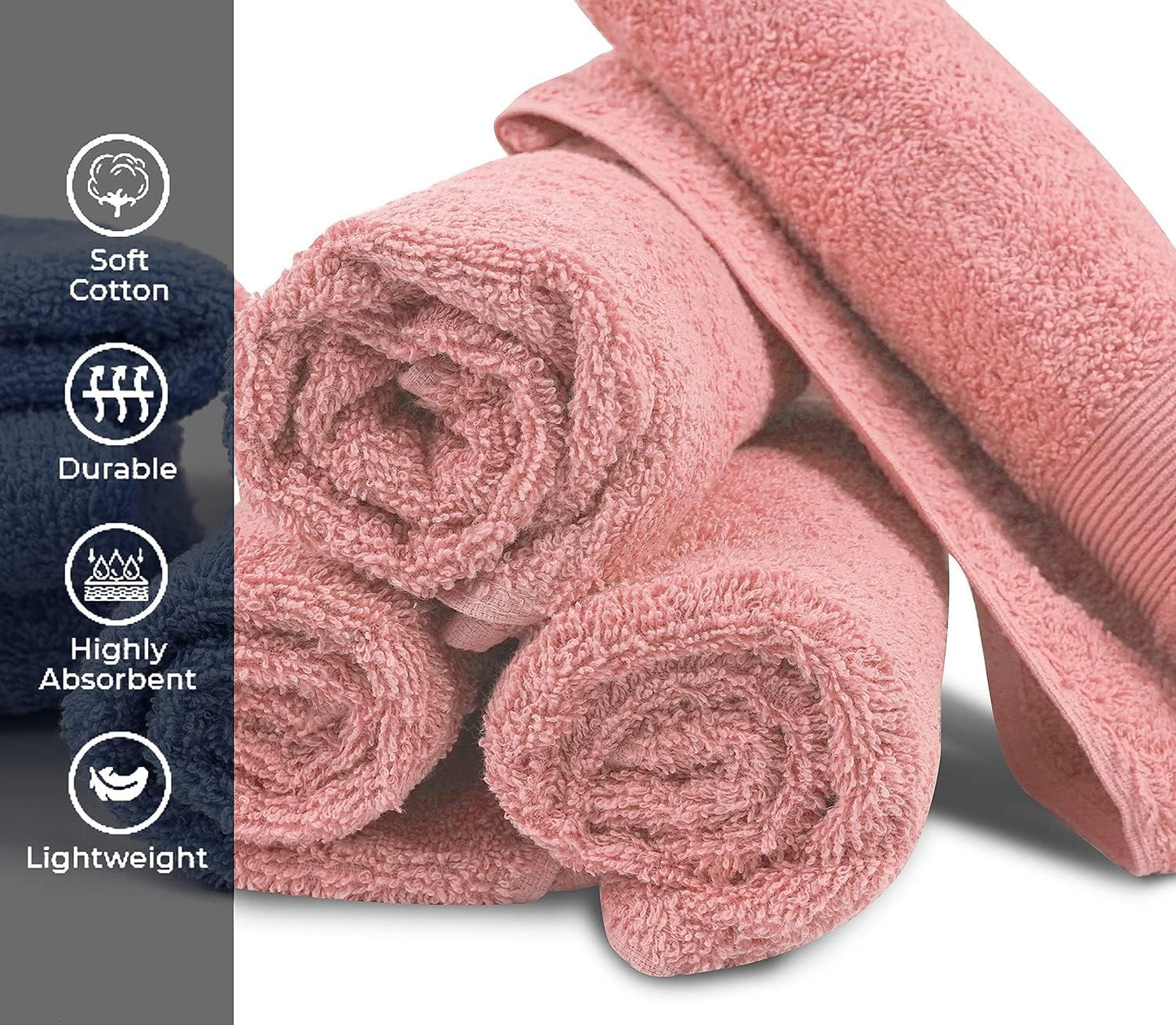 Premium Hand Towels Pack of 6 (16" x 30”) 100% Combed Ring Spun Cotton | Highly Absorbent Hand Towels Set | Ultra Soft for Home, Gym & Spa (Pink)
