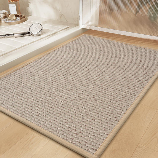RESARE Non Slip Bath Mat - Machine Washable Bathroom Rugs, Super Absorbent Bath Mat Quick Dry Bathroom Mat, Bath Rugs Ultra Soft Rugs for Bathroom Floor, 24"x35" Beige