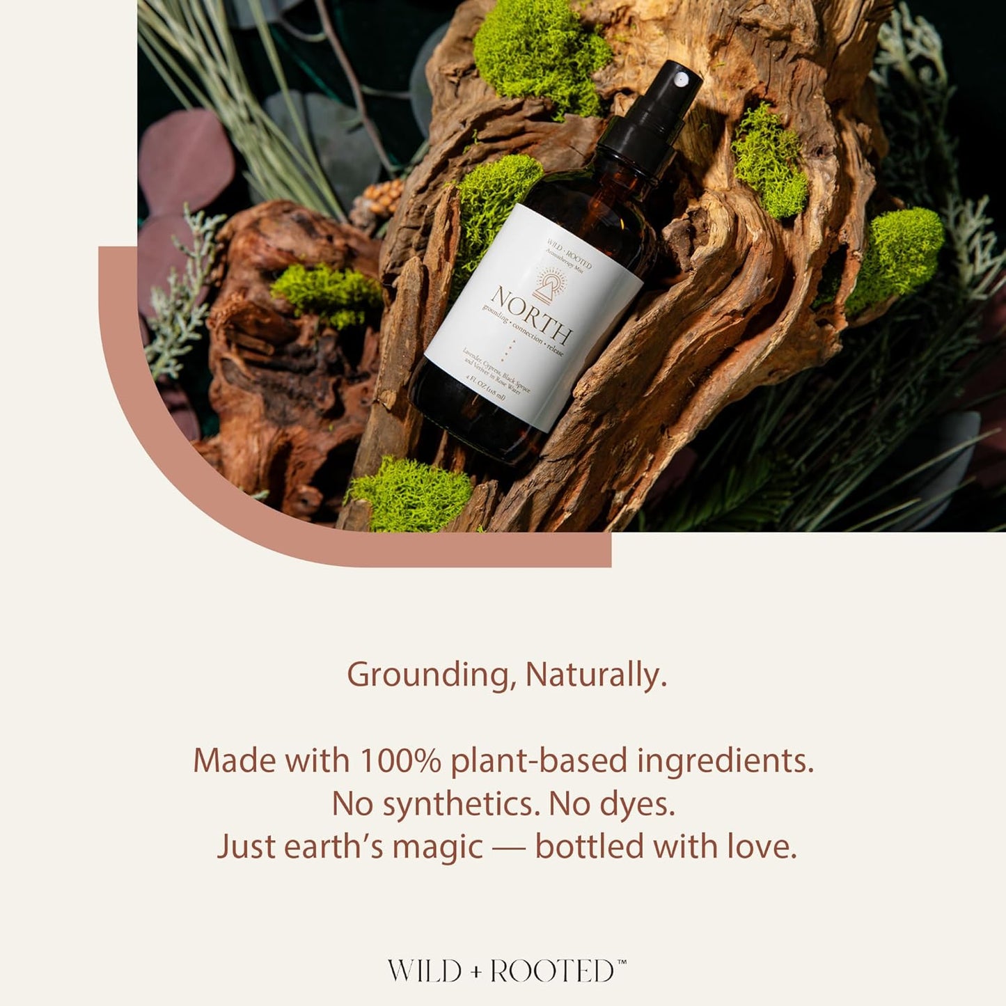 North Aromatherapy Room & Body Spray | Long-Lasting, All Natural Essential Oil Spray - Lavender, Cypress, Black Spruce, Vetiver in Rose Water | Calming & Grounding - 4oz