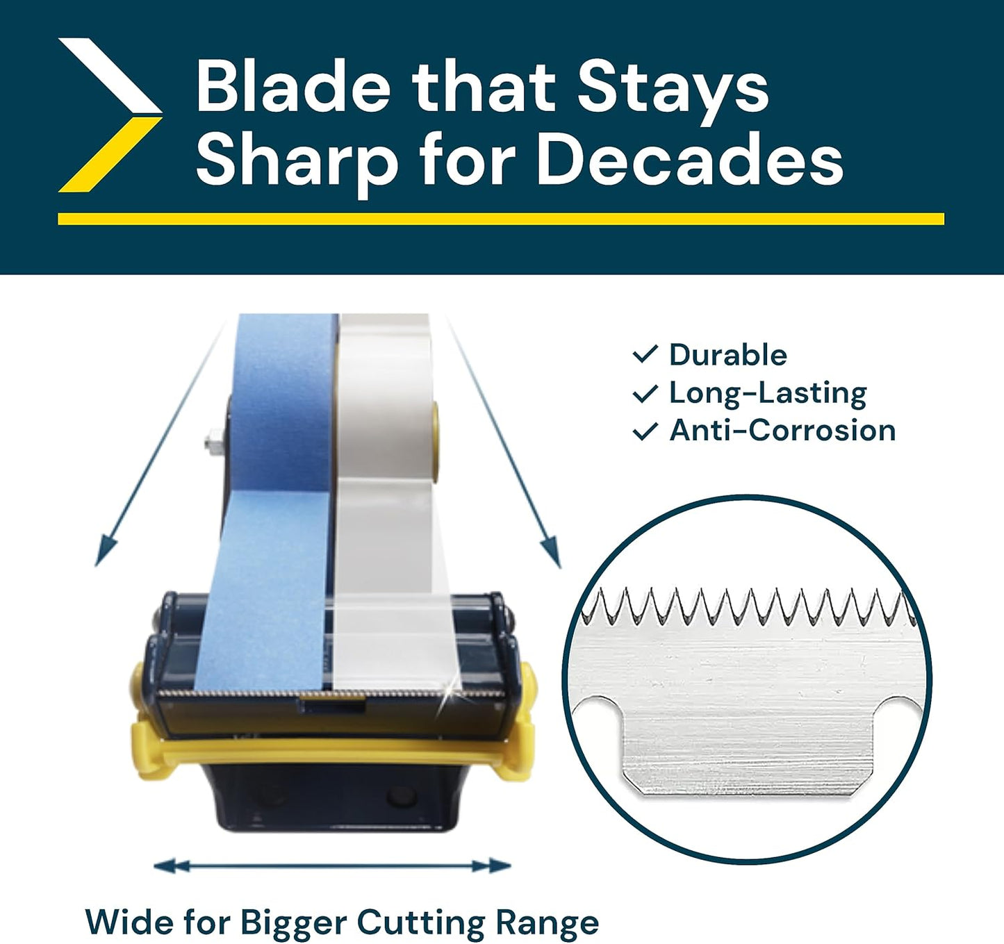 Excell ET-12281 Multi Roll Tape Dispenser Holder with Cutter: Durable Metal Construction, Cutting Angle Range, Anti-Rust Blade. Adjustable Tension for Perfect Tape Application. (2 Inch)