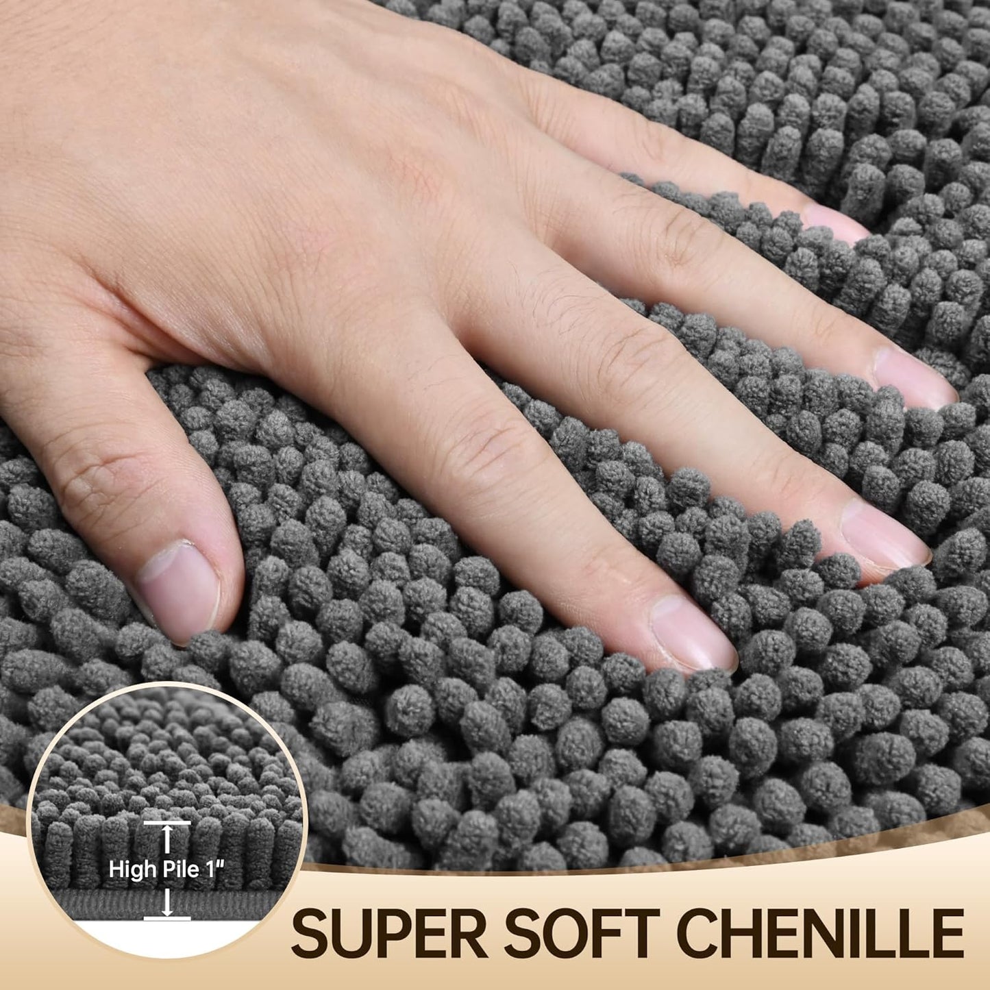 Amyracel Bathroom Rug Mat 30x48, Thick Soft Quick Dry Absorbent Chenille Bath Rug, Rubber Back Non Slip Machine Washable Bath Mat for Bathroom Shower Tub Floor