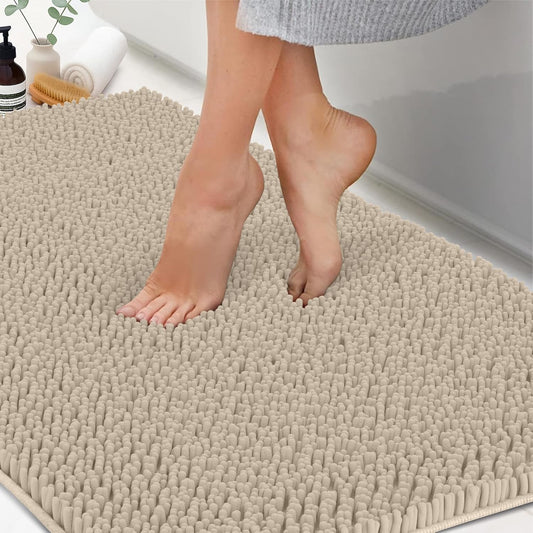 Chenille Bath Mats, Plush Absorbent Bath Mats Quick Dry, Soft & Machine Washable, Non Slip Carpet For Bathroom, Thick Bathroom Rugs, Shower Restroom Rug Mat, Alfombras De Baño, Bathrugs Matts, 61"x31"