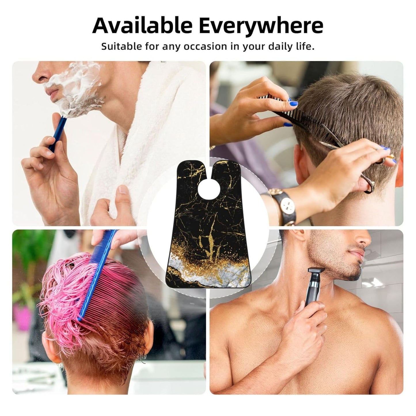 Marble Beard Bib Apron, Beard Hair Catcher For Men Shaving, Waterproof With Suction Cups