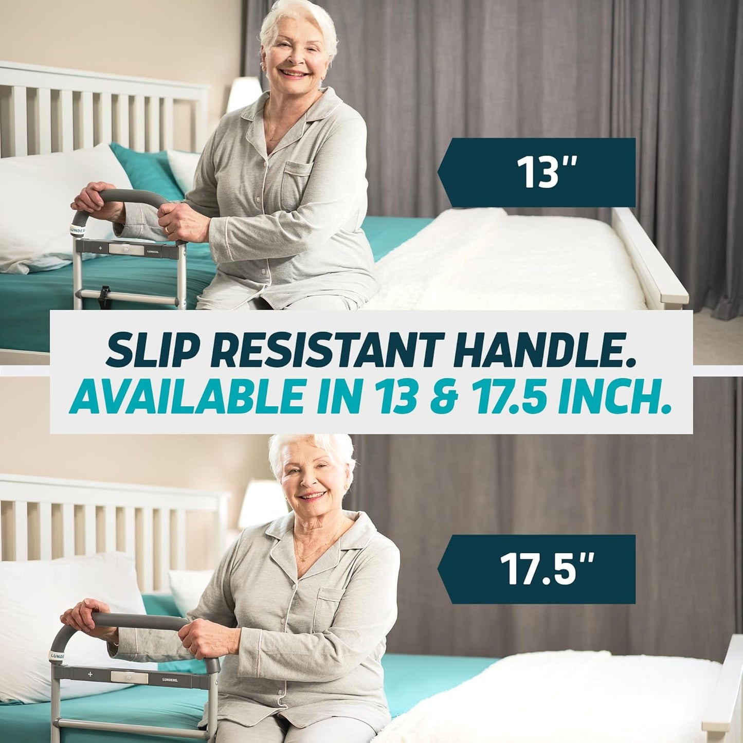 Lunderg Bed Assist Rail for Seniors with Motion-Activated Light & Non-Slip Grab Bar - Easy to Install Bed Rails for Elderly Adults Safety & Post-Surgery - Helps Reduce Falls & Support Independence