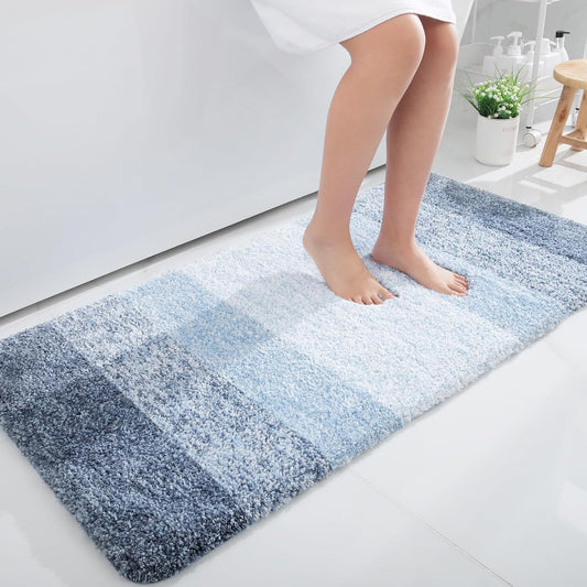 OLANLY Bathroom Runner Rugs 40x24, Extra Soft Absorbent Microfiber Bath Rugs, Rubber Backing, Quick Dry, Machine Washable Bath Mats for Bathroom Floor, Tub and Shower, Home Decor Accessories, Blue