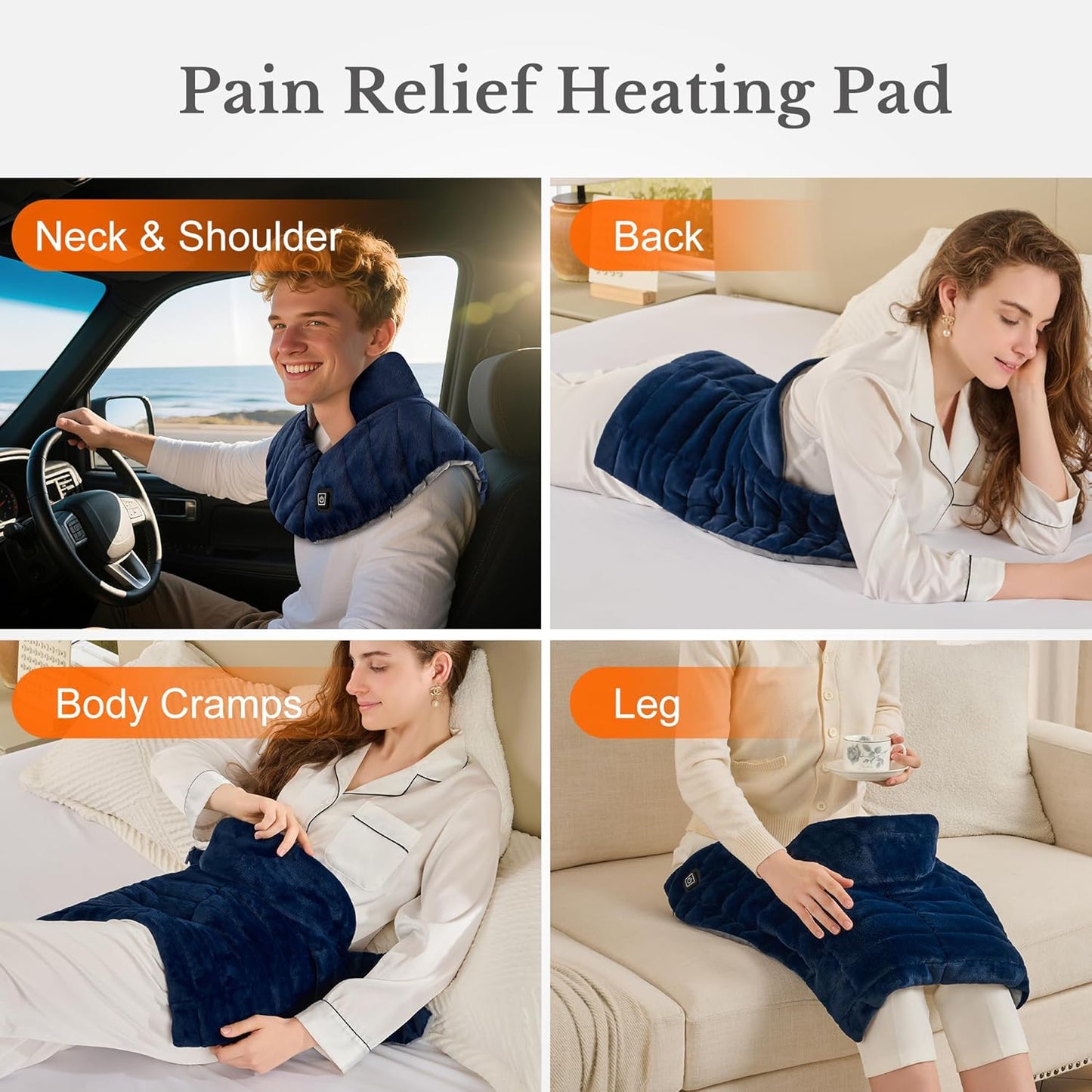Portable Cordless Heating Pad for Neck, Shoulders & Back – Rechargeable Weighted Heating Pad & 3 Heat Settings Neck Warmer for Pain Relief, Gifts for Women, Men, Mom, Christmas Gifts