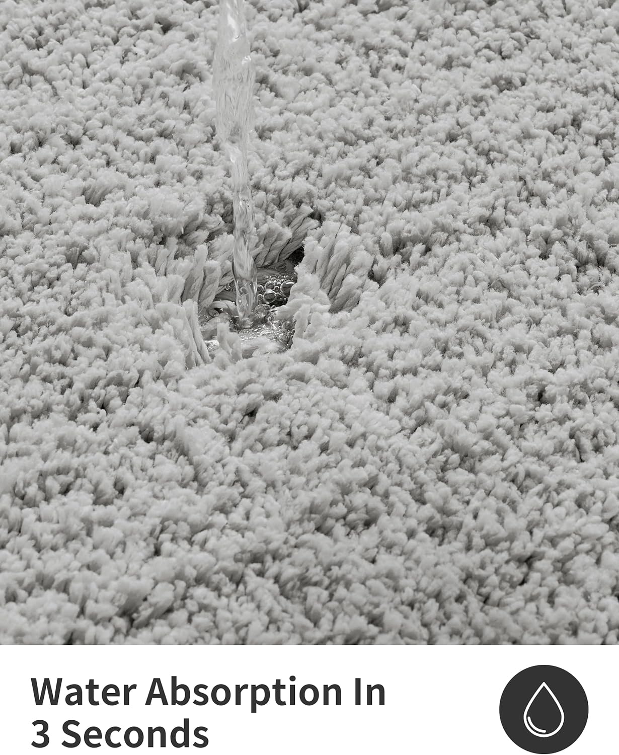 ILANGO Grey Bathroom Rugs 32" × 20" Non Slip & Super Absorbent Extra Thick Soft, Washable Bath Mat for Floor, Microfiber Plush Shaggy Bath Rug with Rubber for Bathtub Shower Room Sink