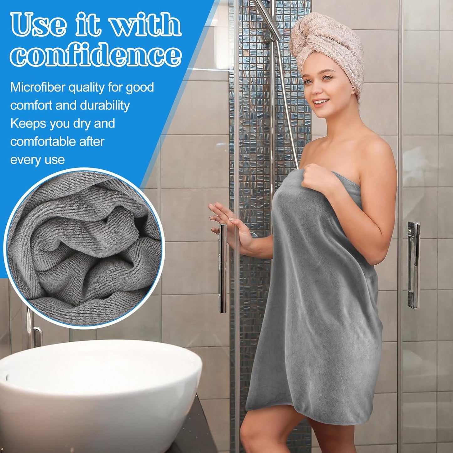 16 Pack Microfiber Bath Towels Bulk 27'' x 60'' Oversized Size Bath Towel Highly Absorbent Extra Large Soft Drying for Shower Beach Salon Winter Sport Spa Gym (Simple,Light Grey)