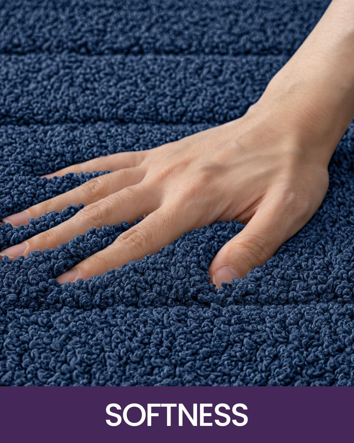 DEXI Bathroom Rug 32x20, Non Slip Washable Bath Mat for Shower Floor, Absorbent Soft Bathmat with Rubber Backing, Quick Dry Microfiber Carpet, Navy