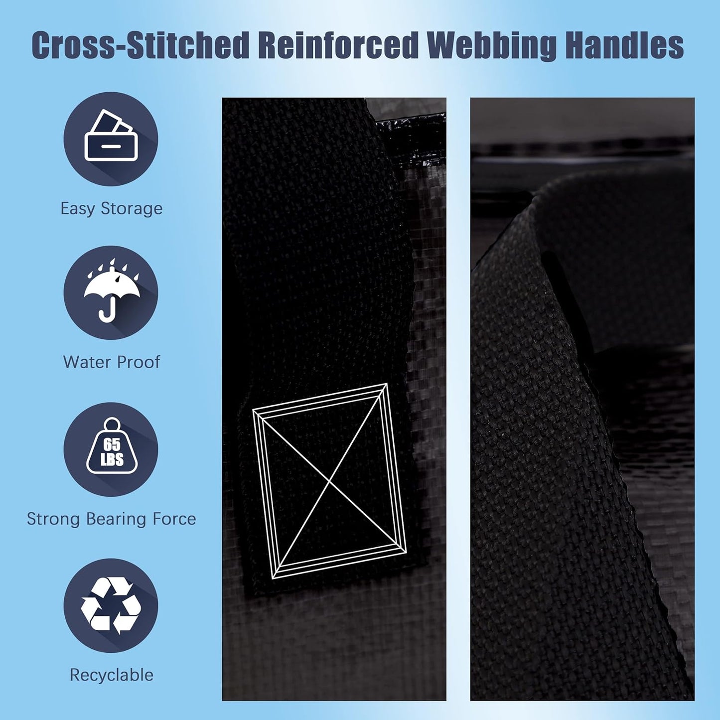 4 Pack Large Strong Moving Bags with Zippers & Carrying Handles - Water-Resistant - Heavy Duty Storage Tote for Space Saving Moving Storage, Fold Flat, Alternative to Moving Box (Black)