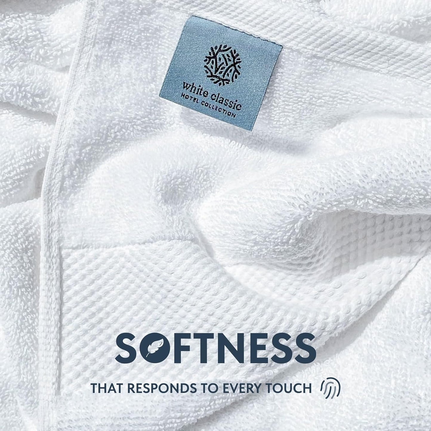 Luxury White Hand Towels - Soft 100% Turkish Cotton | Highly Absorbent Hotel spa Bathroom Towel Collection | 16x30 Inch | Set of 6