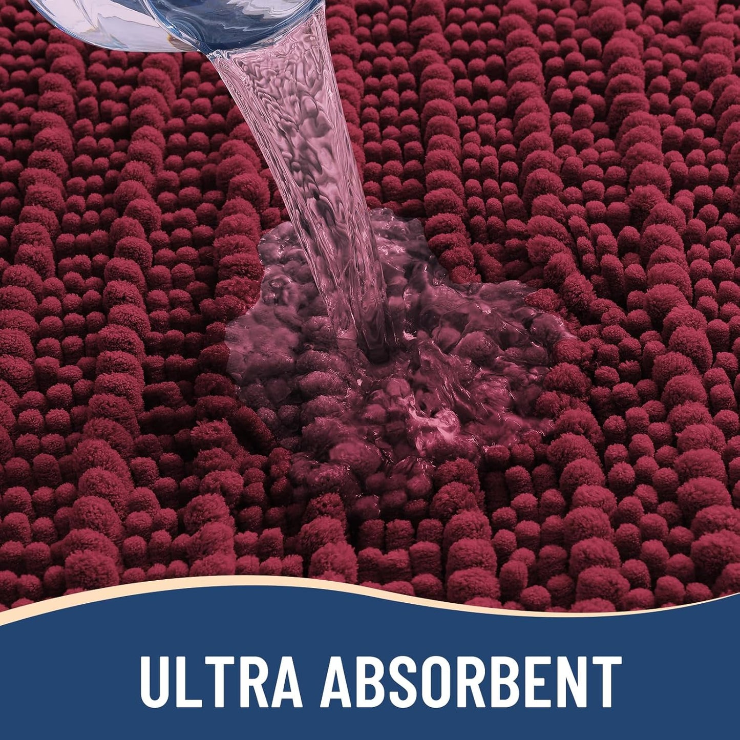 Arotive Luxury Round Chenille Bathroom Rug Mat, Extra Soft Thick Absorbent Shaggy Bath Rugs, Non-Slip Machine Wash Dry Plush Bath Mats for Bathroom, Shower and Tub, 24x24, Burgundy