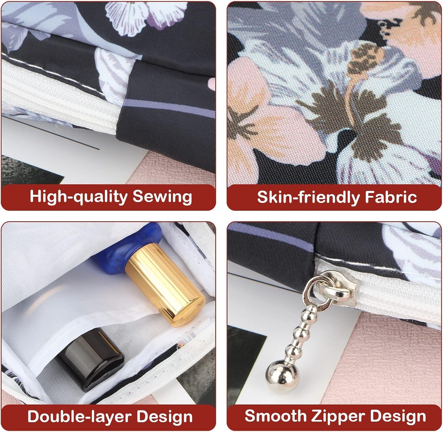 Desing Wish Sanitary Pad Storage Bag Portable Period Bag for Teen Pads/Sanitary Napkins/Small Tampons, Sanitary Napkin Storage Bag First Period Gifts for Teen Girls (Flower)