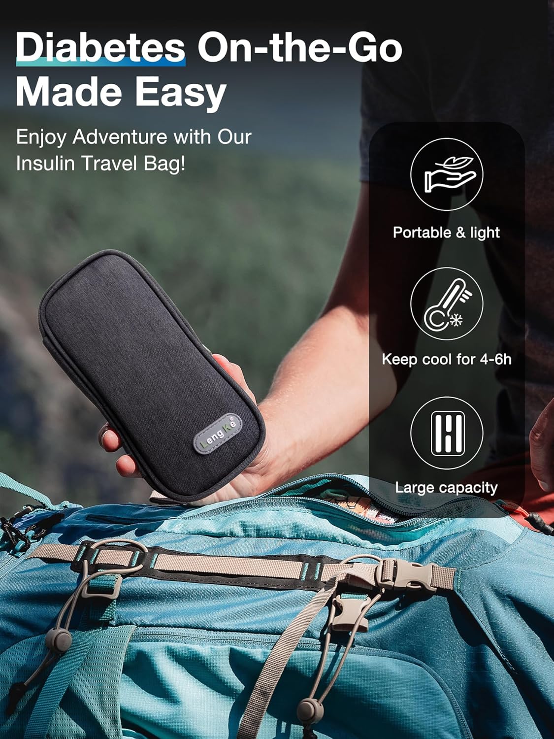 Leng Ke Insulin Cooler Travel Case TSA Approved Ice Packs,Insulin Travel Case for Insulin Pen, Insulin Supplies, Portable Insulin Pen Cooler Travel Case for Travel and Daily Life (Black)