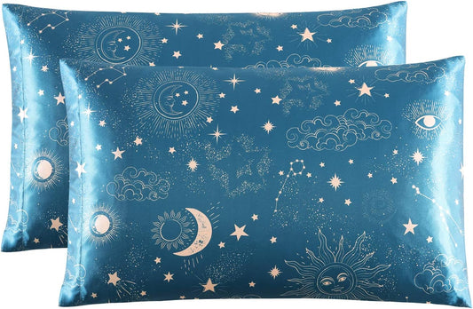 EXQ Home Satin Pillowcase for Hair and Skin,Pillow Cases King Size Pillow Case Set of 2 Satin Pillow Covers with Envelope Closure Sun (20"x36")