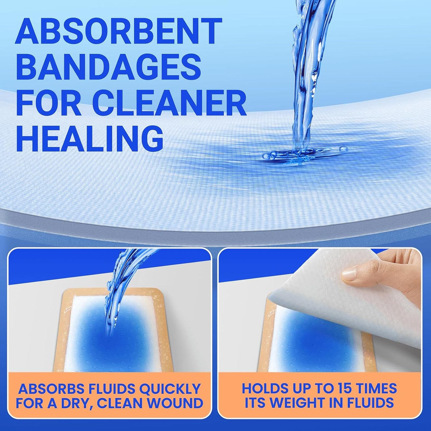 Large Waterproof Bandages 6x6 Silicone Foam Dressing for Sensitive Skin Wound Care, Adhesive Cohesive Pad with Border for First Aid, Post Surgical and Burn, Pressure, Scar Healing (10 PCS)