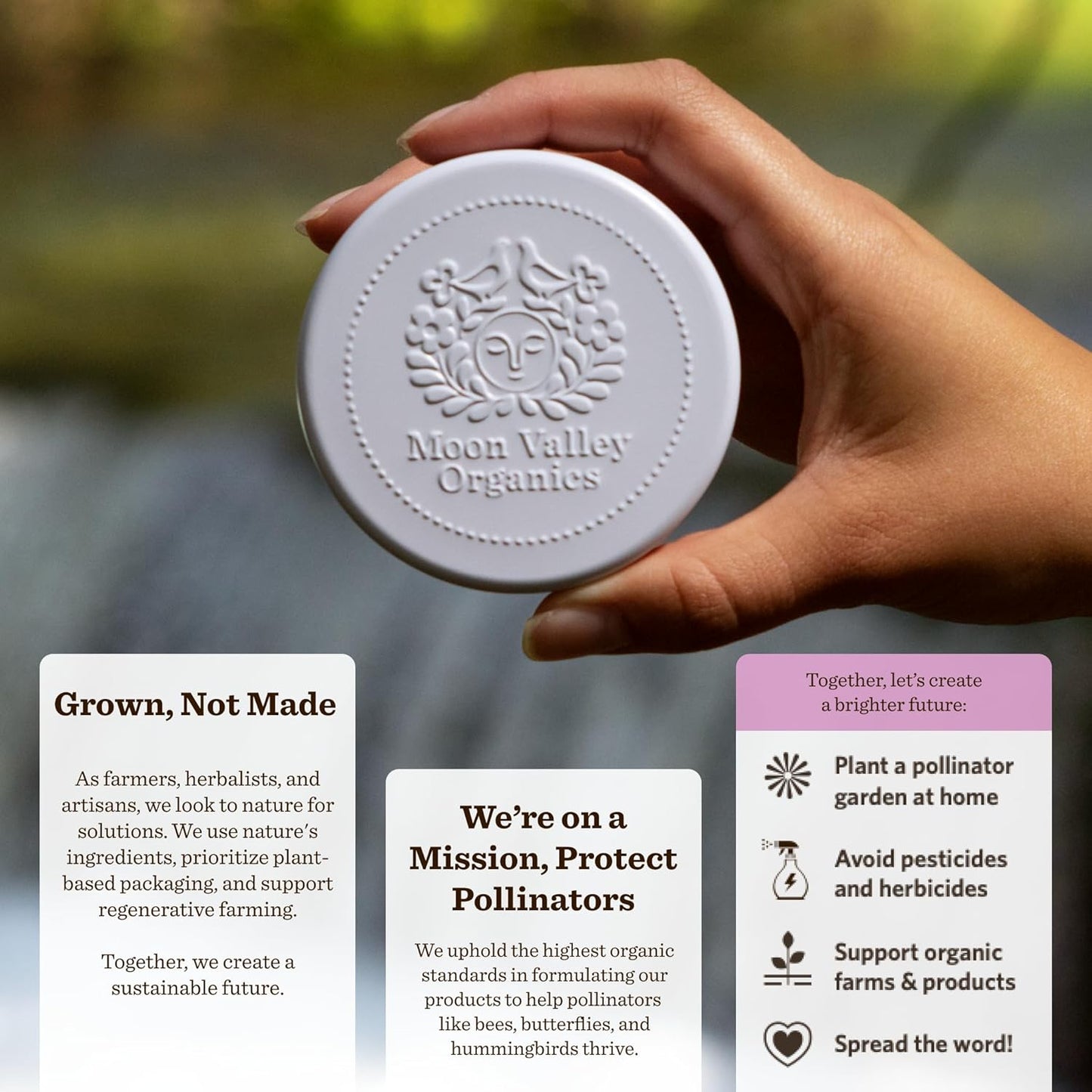 Moon Valley Organics Herbal Lotion Bar in Lavender, Moon Melt Bar, Calendula and Comfrey, Beeswax, Heal and Restore Chapped Skin, Soothing