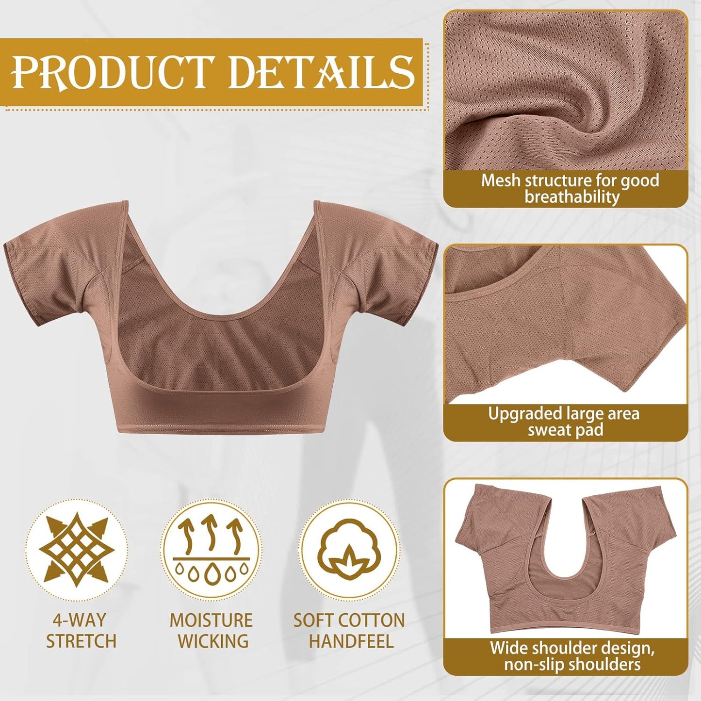 Zhanmai 3 Pcs Underarm Sweat Vest Armpit Sweat Proof Pads for Under Armpits Underarm Proof Pads for Women