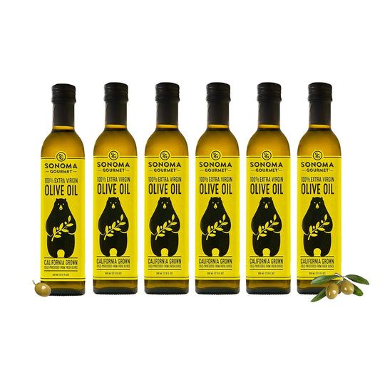 Sonoma Gourmet : Extra Virgin Olive Oil | 100% California | First Press | Small Batch| Non GMO | 17 FL OZ (Pack of 6)