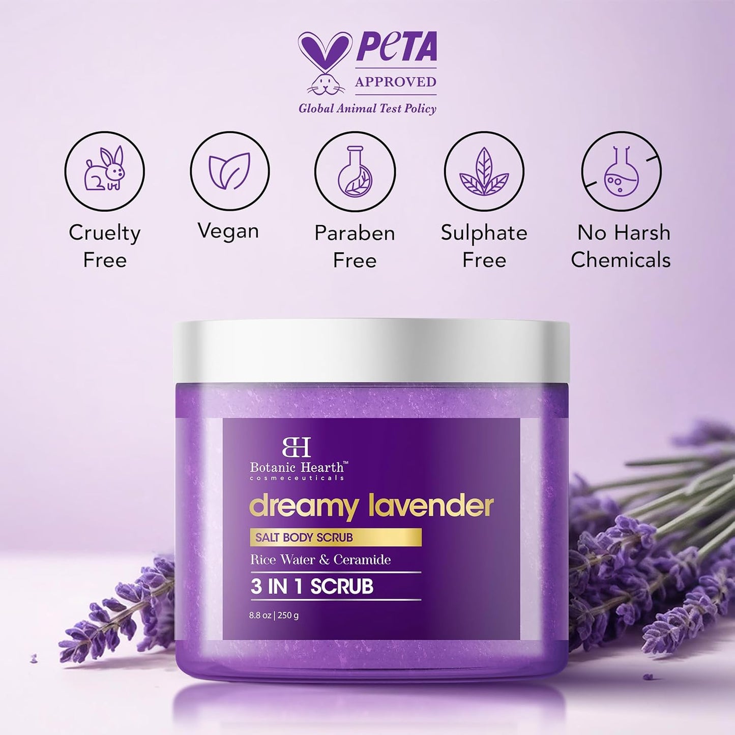 Botanic Hearth Dreamy Lavender Body Scrub 8.8 Fl Oz | Gently Exfoliates And Moisturizes Skin, Infused With Natural Lavender Oil And Essential Nutrients For Smooth And Radiant Skin