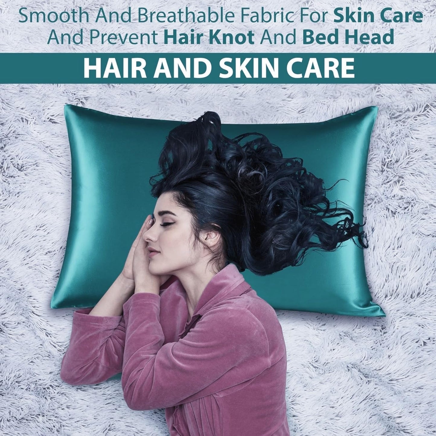 Satin Silk Pillowcase for Hair and Skin, Black Pillow Cases Standard Size Set of 4 Pack Super Soft Pillow Case with Zipper Closure (Teal, Standard(4 Pack))