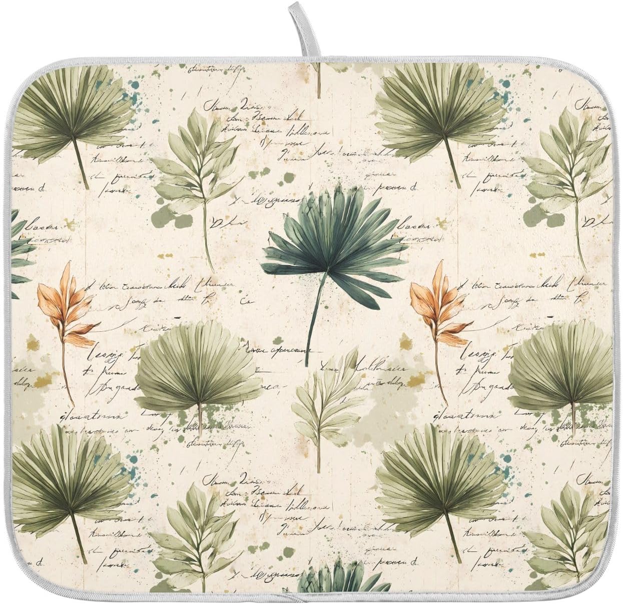 Palm Leaves Vintage Leaf Dish Drying Mats for Kitchen Counter Absorbent Microfiber Dish Drying Matt 16 x 18 Inch Draining Reusable Rack Pad