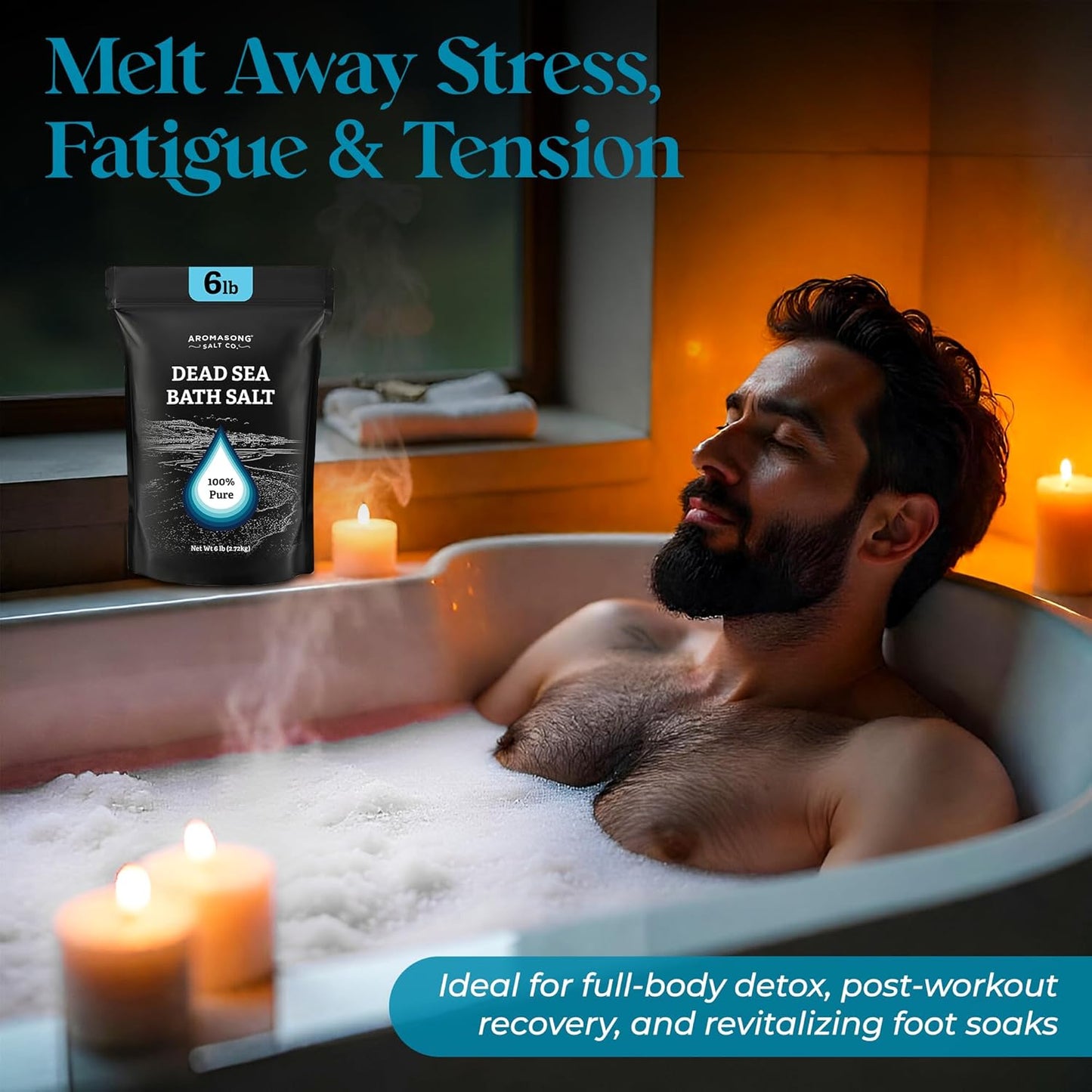 Aromasong Dead Sea Salt Bath Soak 6 Lbs. Bulk Pack – 100% Natural Dead Sea Salts for Soaking, Relaxation, and Detoxification of Skin, Dead Sea Salts for Bath to Rejuvenate and Refresh.