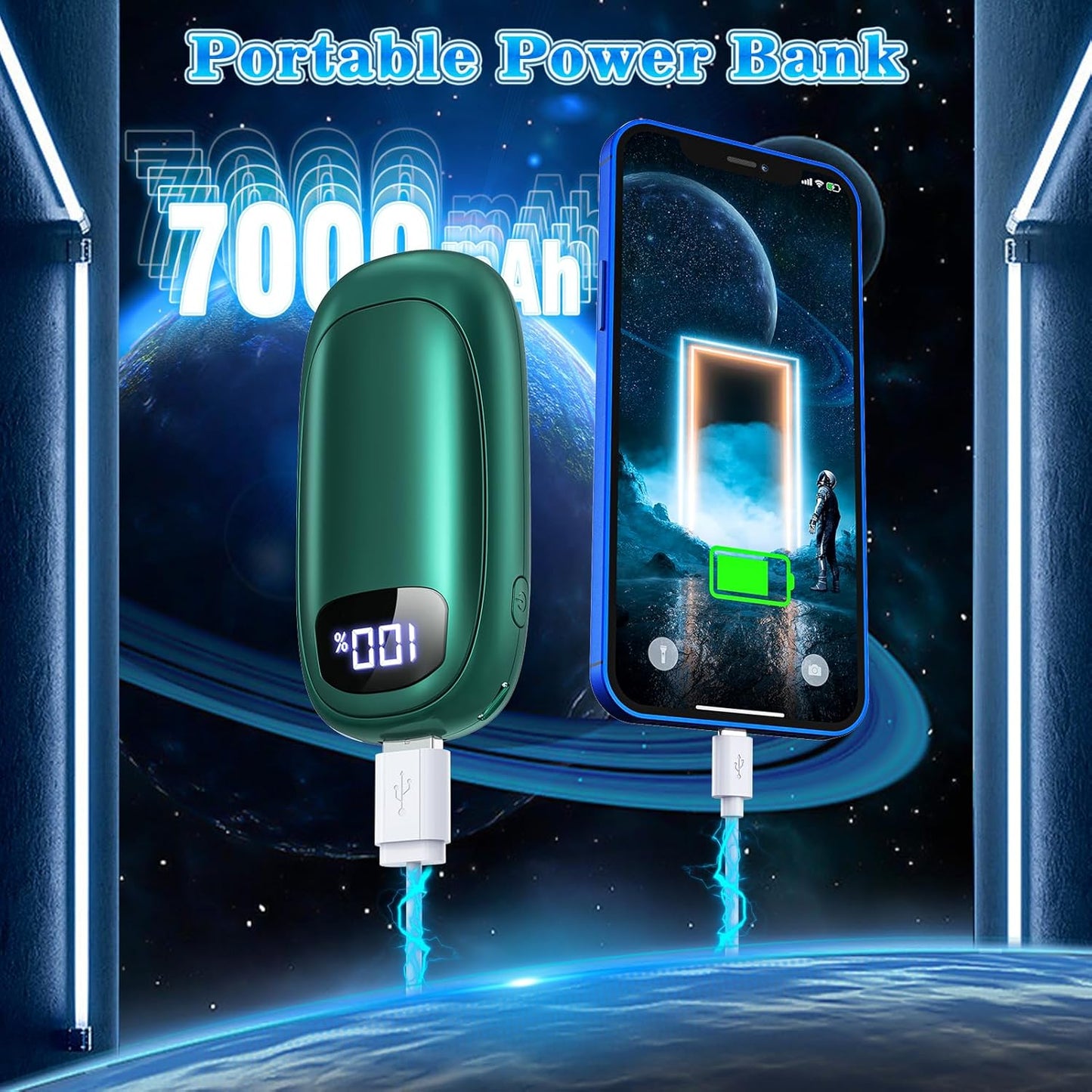 Hand Warmers Rechargeable 2 Pack, Electric Dual-Sided Heating with LED Display & Flashlight, Max 127℉, 13Hrs Long Lasting Pocket Heater for Raynauds, Golf, Hunting Essentials, Gifts for Men Women