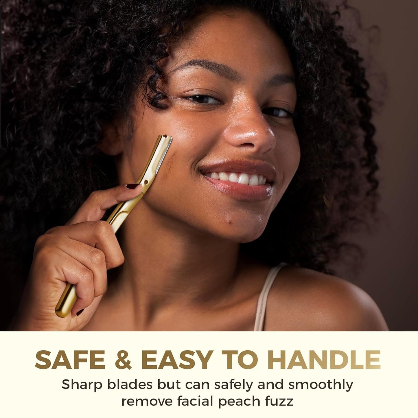 ZOMCHI Dermaplane Razor with 11 Blades for Women & Men, Eyebrow Trimmer with Protective Silicone Cap, Face Razor for Hair Removal - Matte Gold