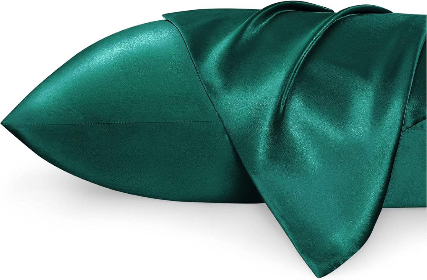 Bedsure King Size Satin Pillowcase Set of 2 - Dark Green Christmas Pillow Cases for Hair and Skin with Envelope Closure, Similar to Silk Pillow Cases, Gifts for Women, 20x36 Inches, 2pcs