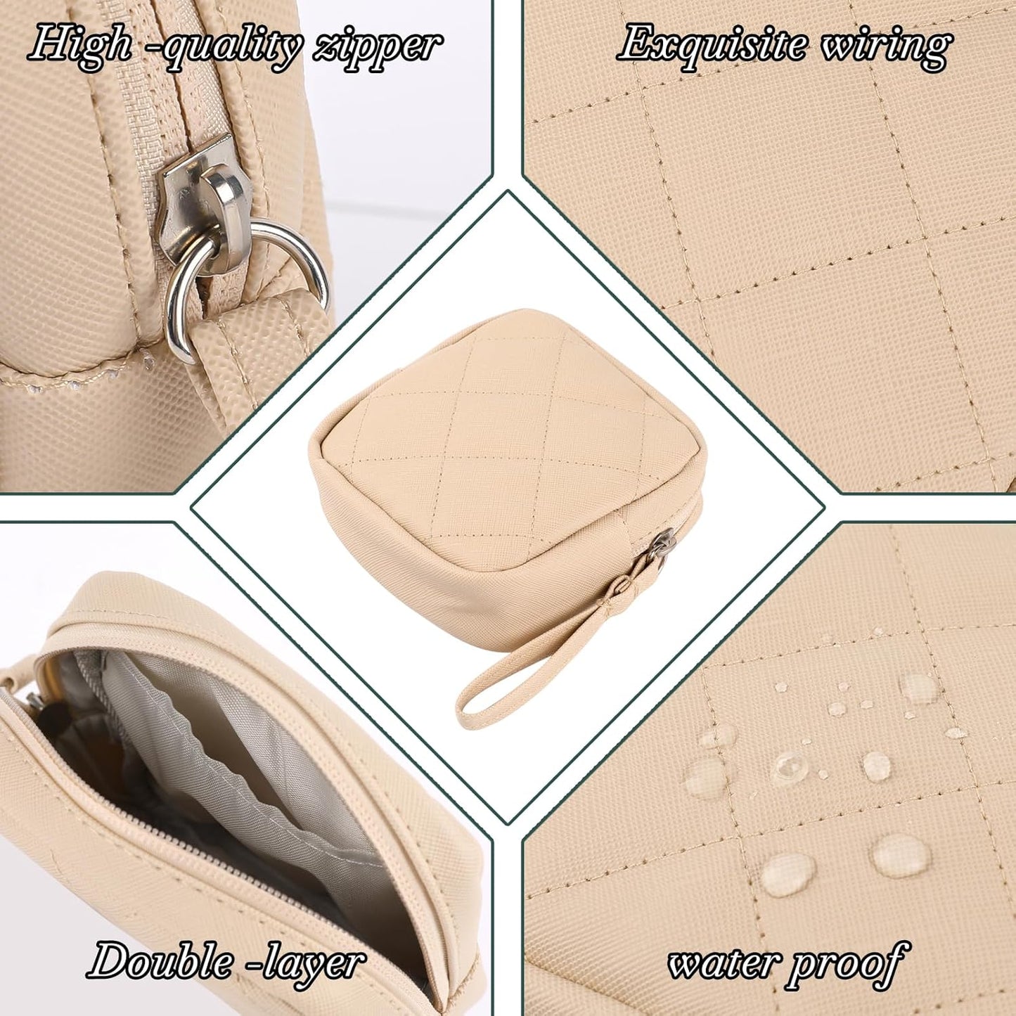 2 Pcs Sanitary Napkin Storage Bag,Period Bag, Period Pouch,Feminine Menstrual Pad Tampon Organizer,Portable Sanitary Pads Pouches First Period Kit for Teen Girls Women Ladies(Black&Beige)