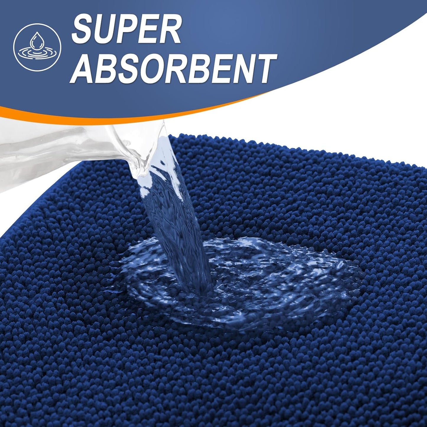 OLANLY Thick Memory Foam Bath Mat Rug 59x20, Extra Soft Absorbent Bathroom Rug, Quick Dry Bath Mats, Non-Slip, Machine Washable Carpet for Bathroom, Tub and Shower, Home Decor Accessories, Navy