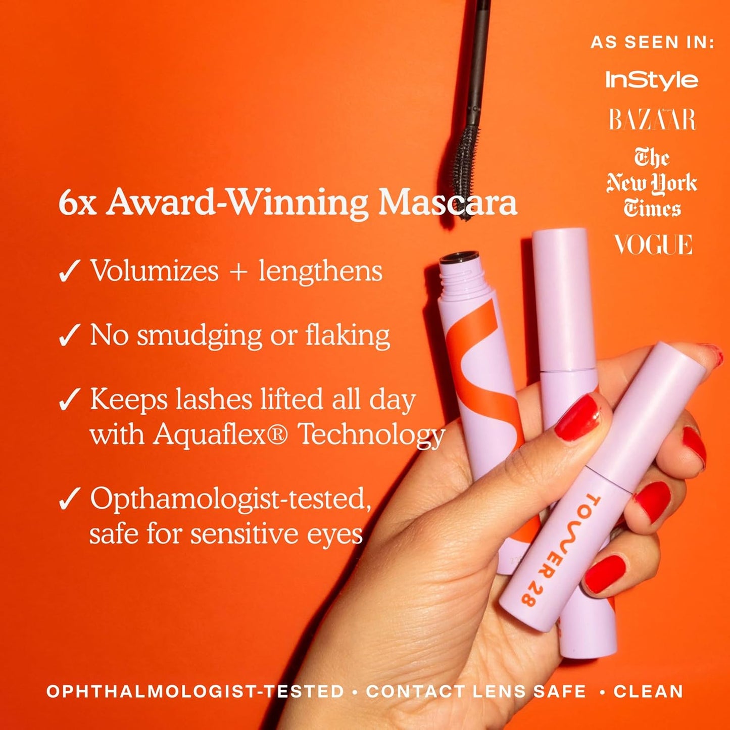 Tower 28 MakeWaves Mascara - Volumizing -Resistant Mascara - No Clumping or Flaking - for Sensitive Eyes – Jet Black