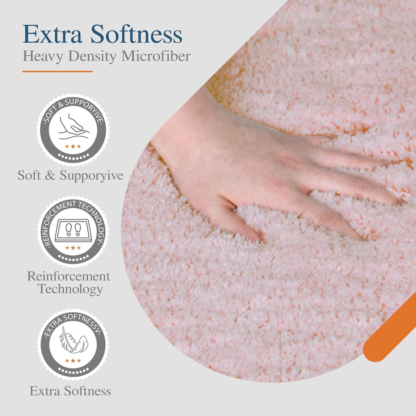 Walensee Bath Mat (20 x 32, Blush) Water Absorbent Soft Microfiber Shaggy Non Slip Rug - Machine Washable Thick Plush Shower Rug