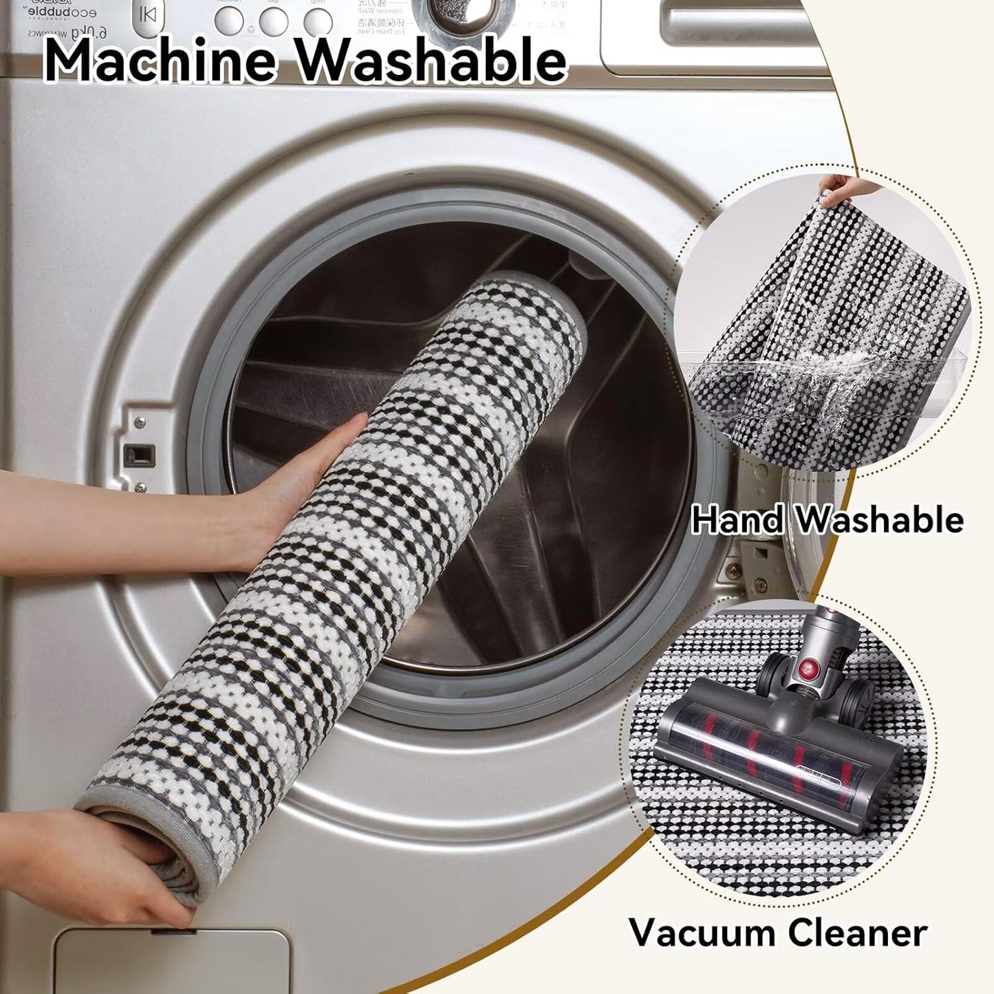 Bathroom Rugs Non Slip Washable Bath Rugs Super Absorbent Chenille Bathroom Mat Thin Bath Mats Quick Dry Bath Mat Low Pile,Black 20x31