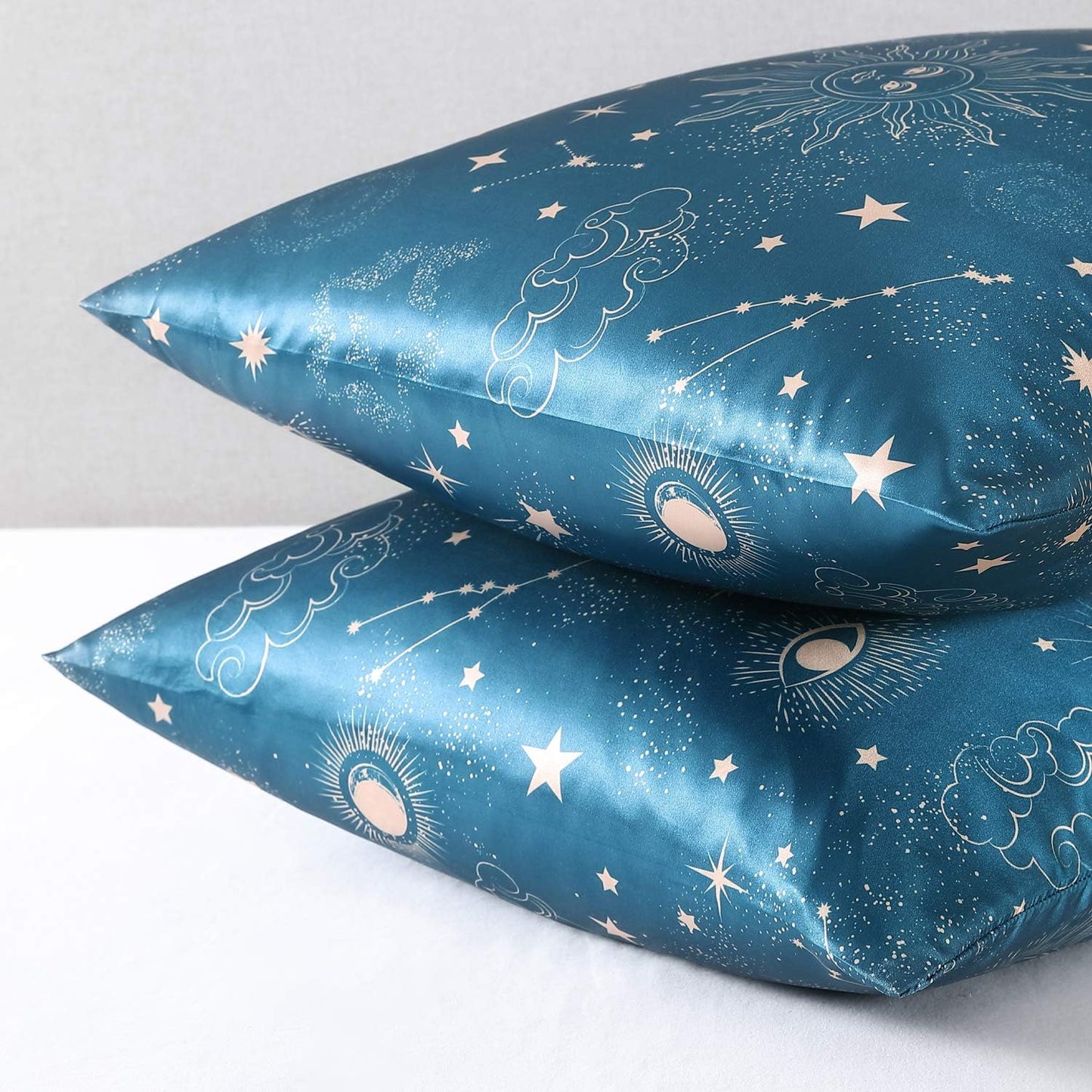 EXQ Home Satin Pillowcase for Hair and Skin,Pillow Cases King Size Pillow Case Set of 2 Satin Pillow Covers with Envelope Closure Sun (20"x36")