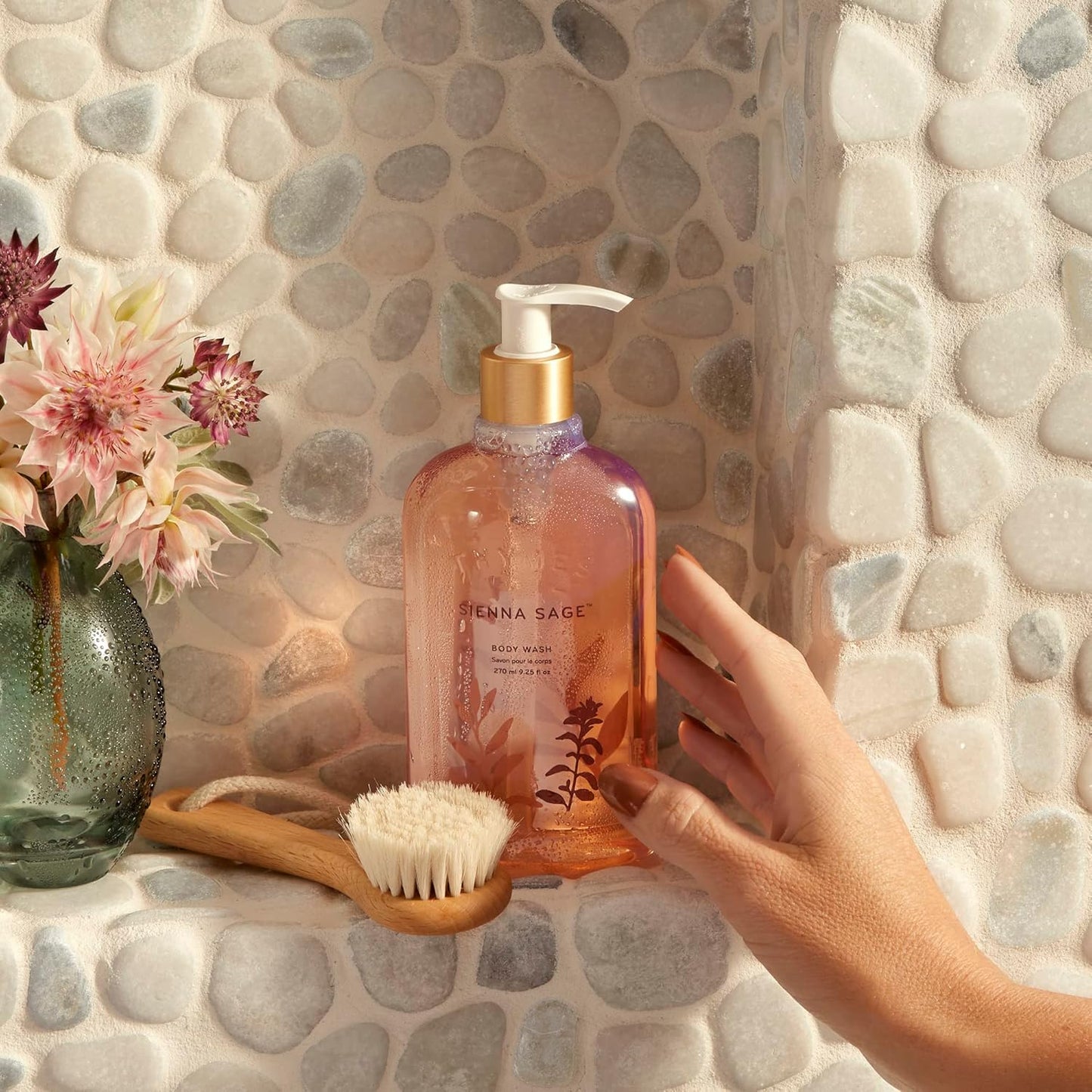 Thymes Moisturizing Body Wash with Pump - Body Soap - Bath Products - Skin Care - Liquid Soap with Notes of Warm Palo Santo Wood, Soft Amber, & Clary Sage (Sienna Sage, 9.25 fl oz)