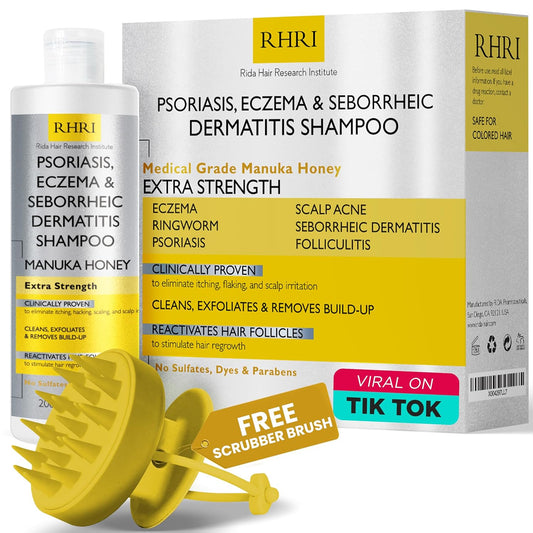 Psoriasis Shampoo for Men & Women | Itchy Scalp Treatment with Manuka Honey | Best for Eczema, Seborrheic Dermatitis, Ringworm & Folliculitis Scalp Treatment