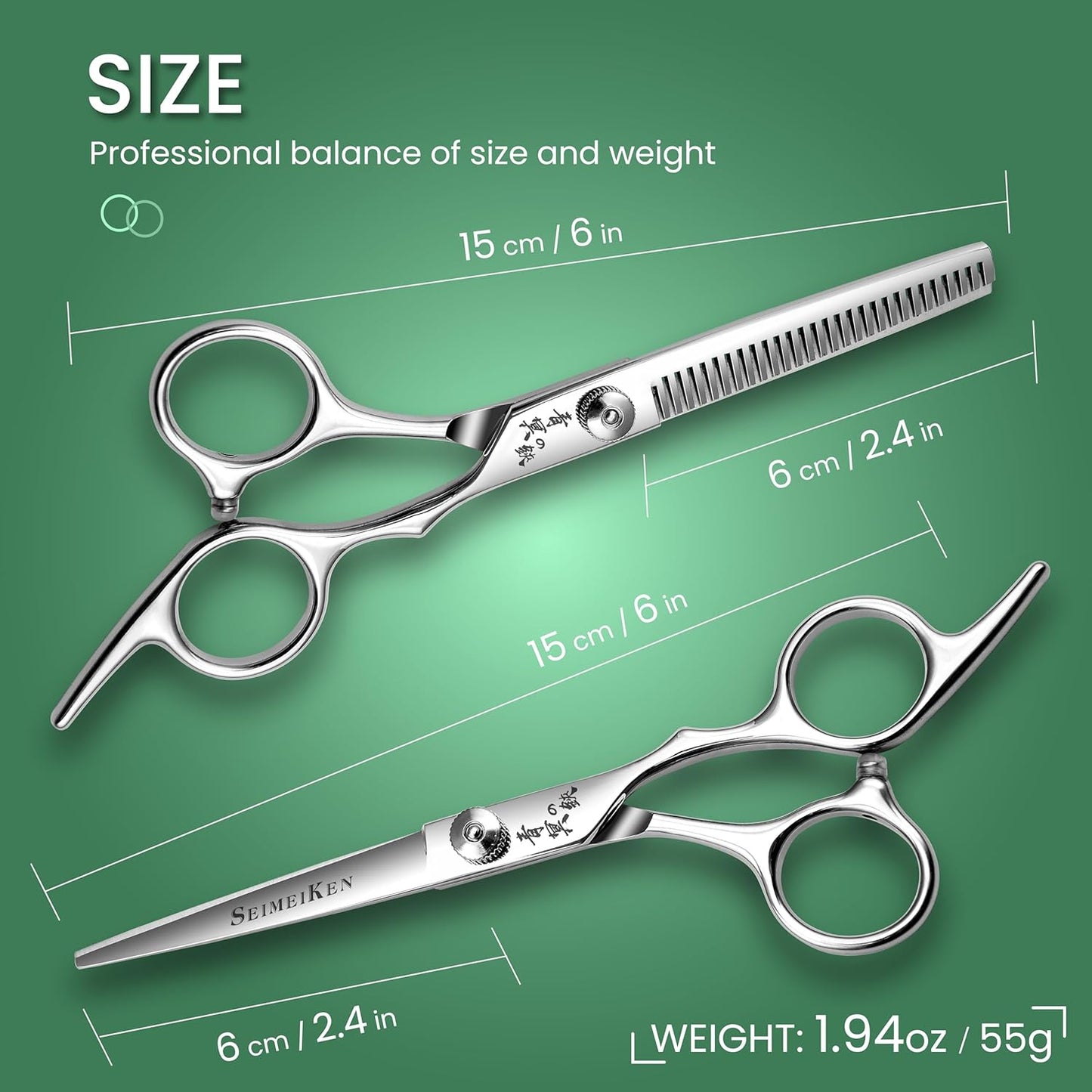 Hair Cutting Scissors Kit – 6.0 Inch Professional Hair Shears - Hairdressing Barber Thinning Scissors for Salon & Home Use