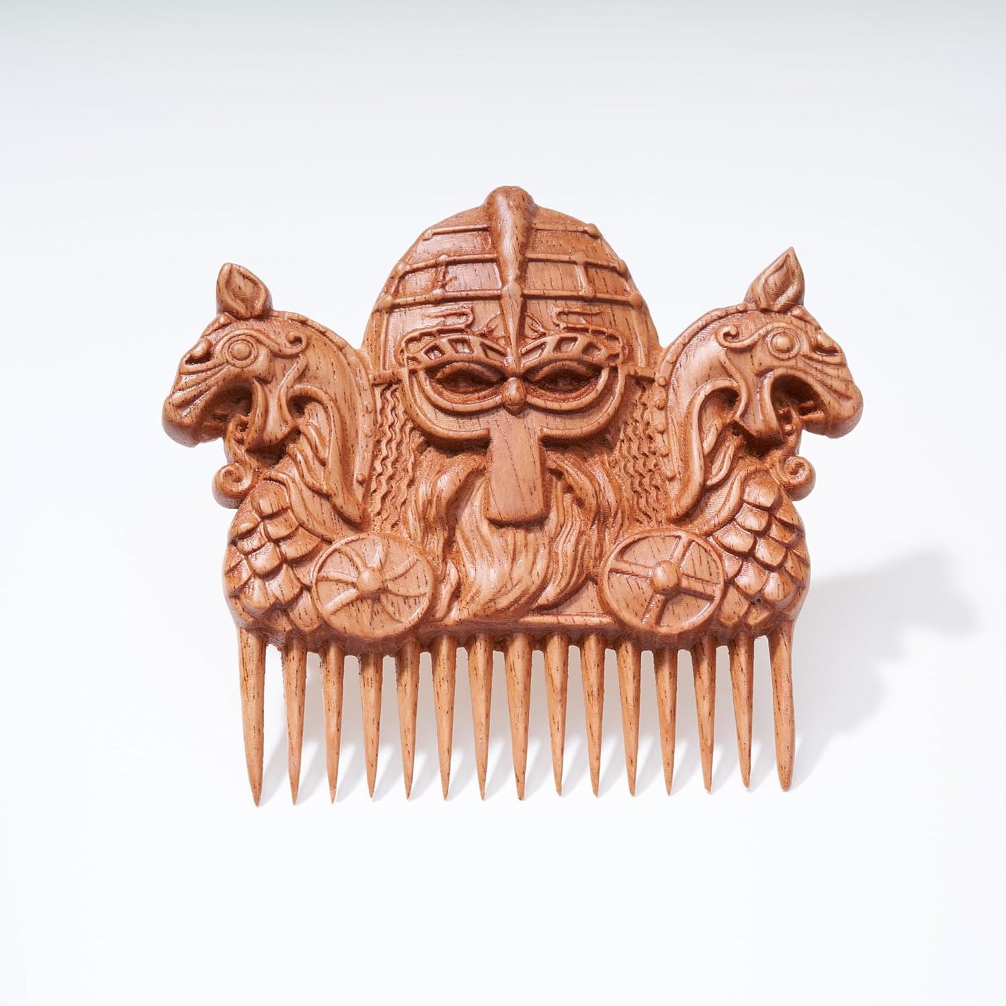 Handicraftviet Hand-Carved Wooden Hair Comb, Wooden Comb for Men's Hair, Beard, and Mustache, Great Gift - Vilking 2 - Natural wood