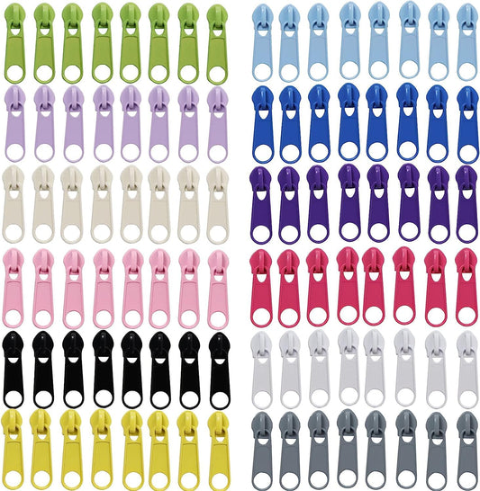 DOITEM 96Pcs Zipper Repair Kit - 3# Zipper Pull Rescue Kit (12 Colors) for Clothing Jackets, Purses, Luggage, Backpacks