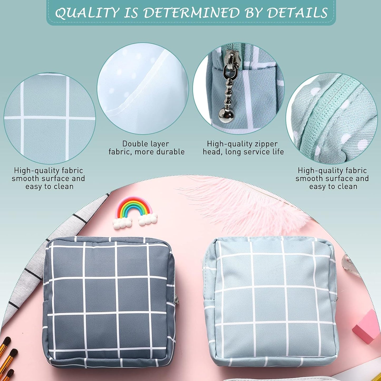 Frienda 4 Pieces Sanitary Napkin Storage Bag Menstrual Pad Nursing Pad Holder Portable Menstrual Period Sanitary Pouch Zipper Tampons Collect Bags for Teen Girls Women Ladies(Basic Style)