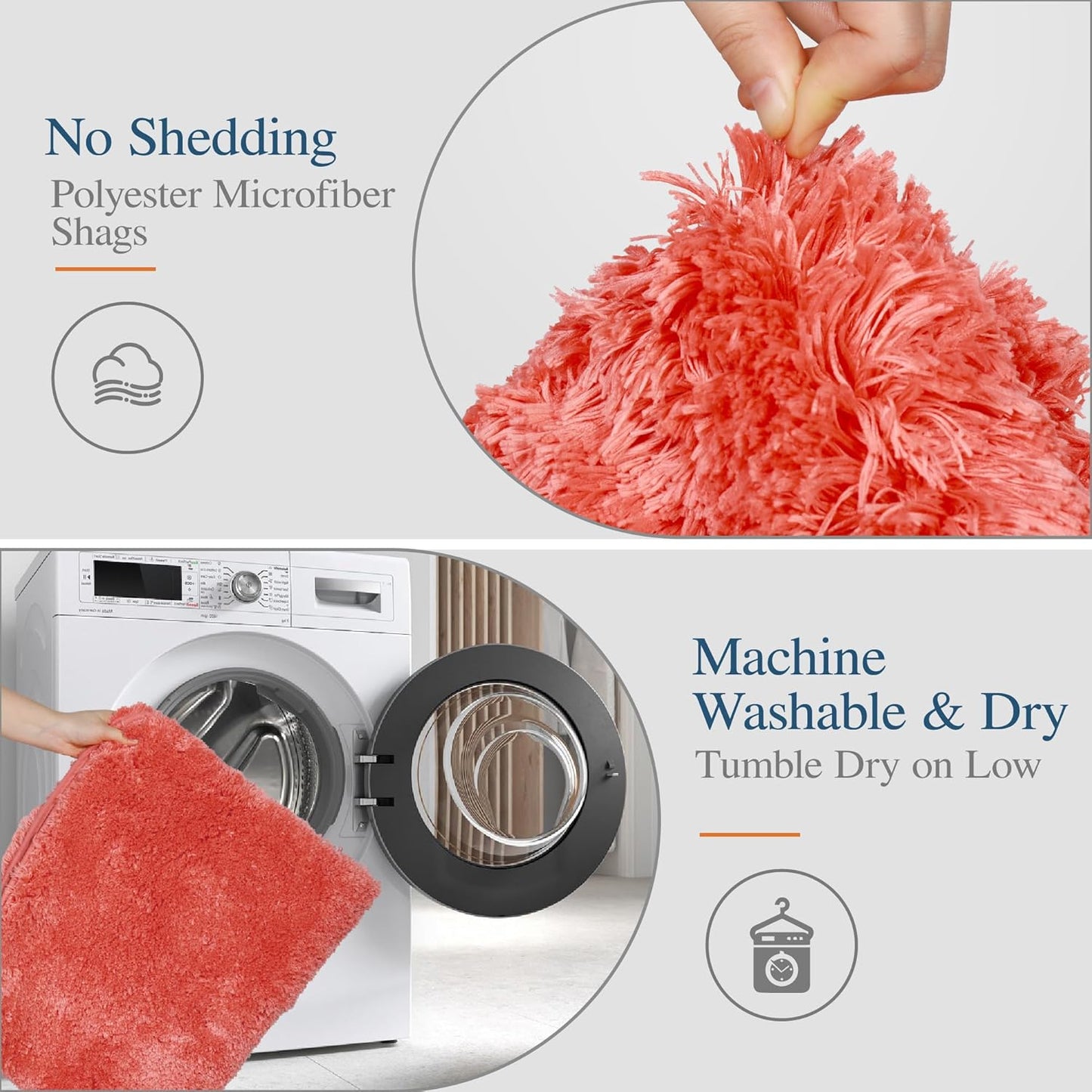 Walensee Living Coral Bath Mat (24 x 48), Extra Soft, Absorbent Shaggy Bathroom Rug, Non Slip, Machine Washable, Luxury Bathroom Floor Mat