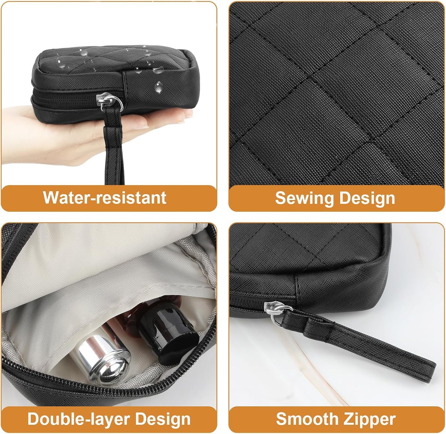 Sanitary Pad Storage Bag, Leather Period Bags for Teen Girls, Portable Tampon Menstrual Cup Pouch Nursing Pad Holder Purse, Sanitary Pouch for Feminine Products 1 Pack(Black)